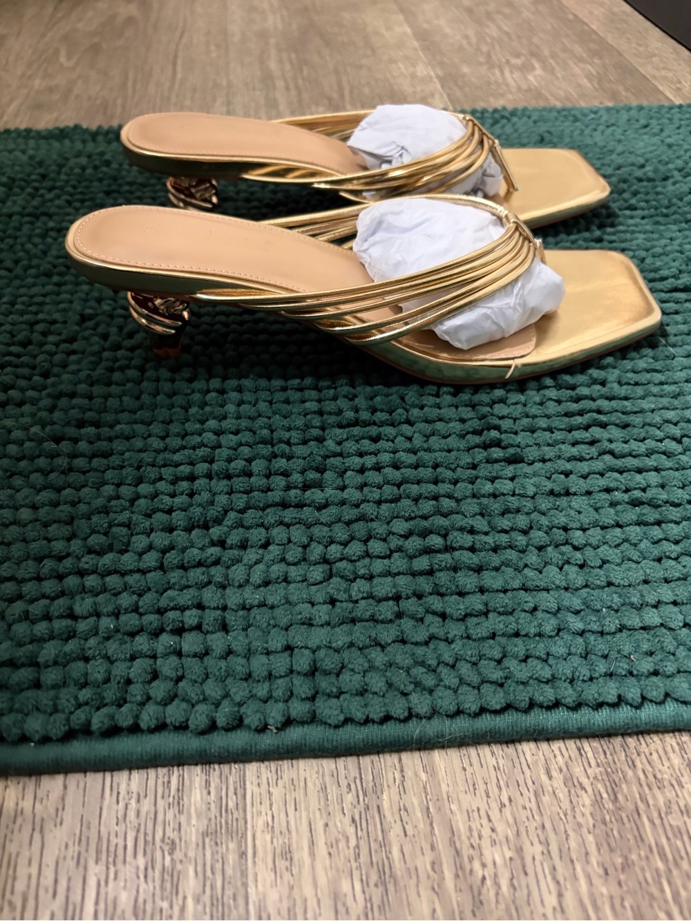 JustFab Gold Strappy Low Heel Sandals